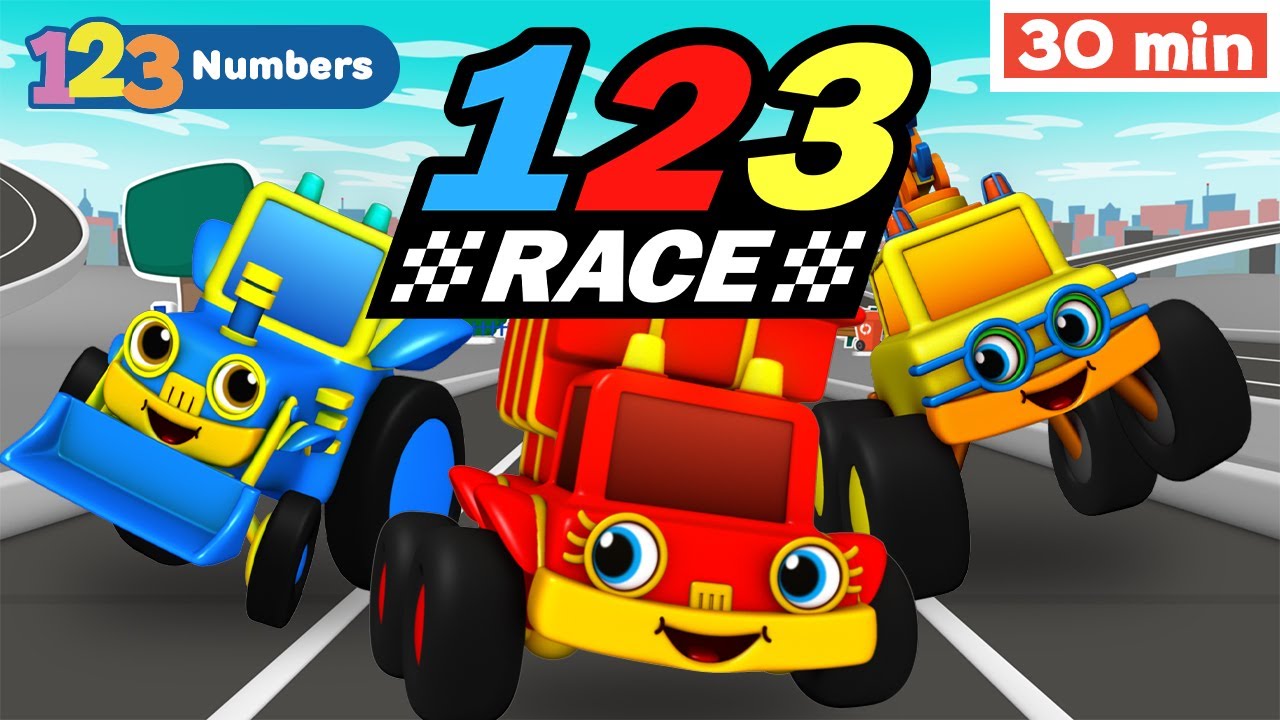 Learn numbers for kids with 123 Race | Numbers Song | Counting 1 to 10 | Vehicles & Games for Kids