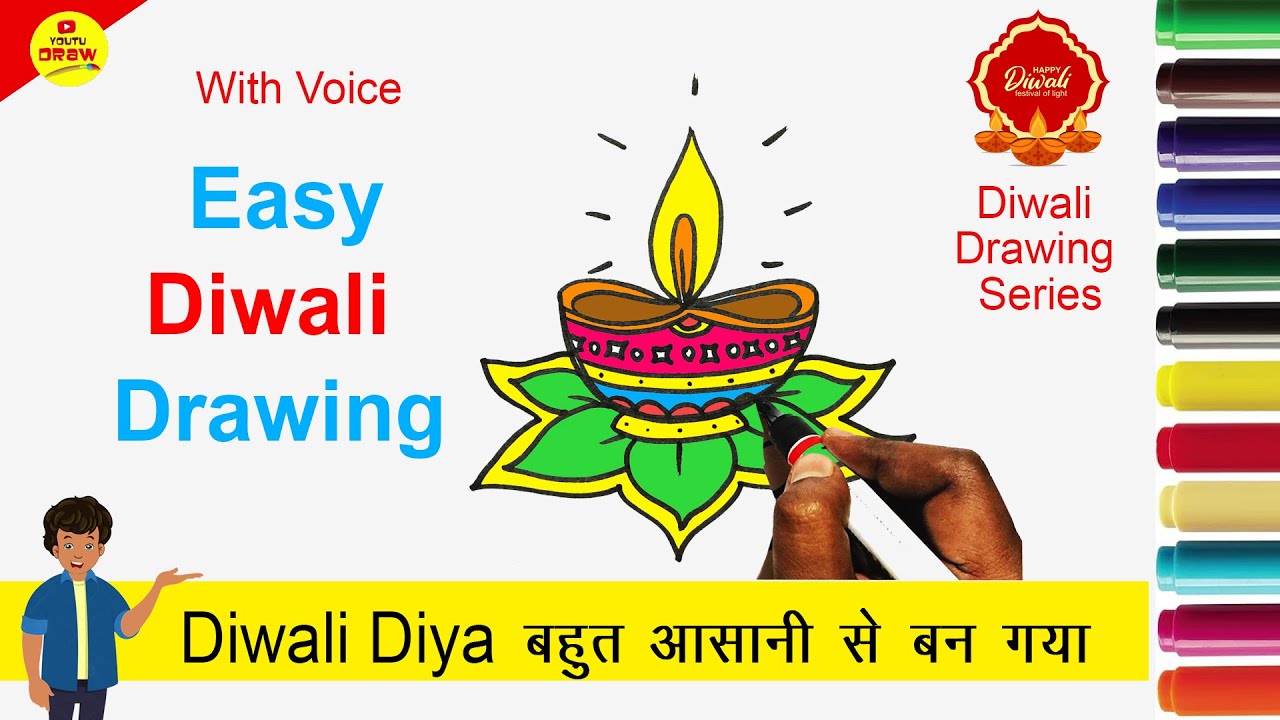 How to draw Diya Step By Step | Diwali Drawing Series