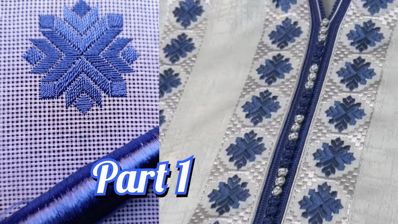 #جديد#تعليم💞تطبيق رشمة روعة😍مختلفة في جلابة أو قفطان بذقة وإتقان على الكانفا #broderie #handbroidery