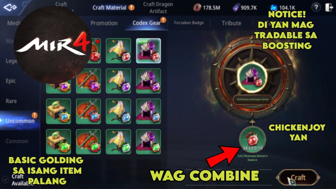 MIR4 ONE ITEM EASY GOLD KAYA WAG MAG COMBINE ( CRAFTING SA BOOSTING?)