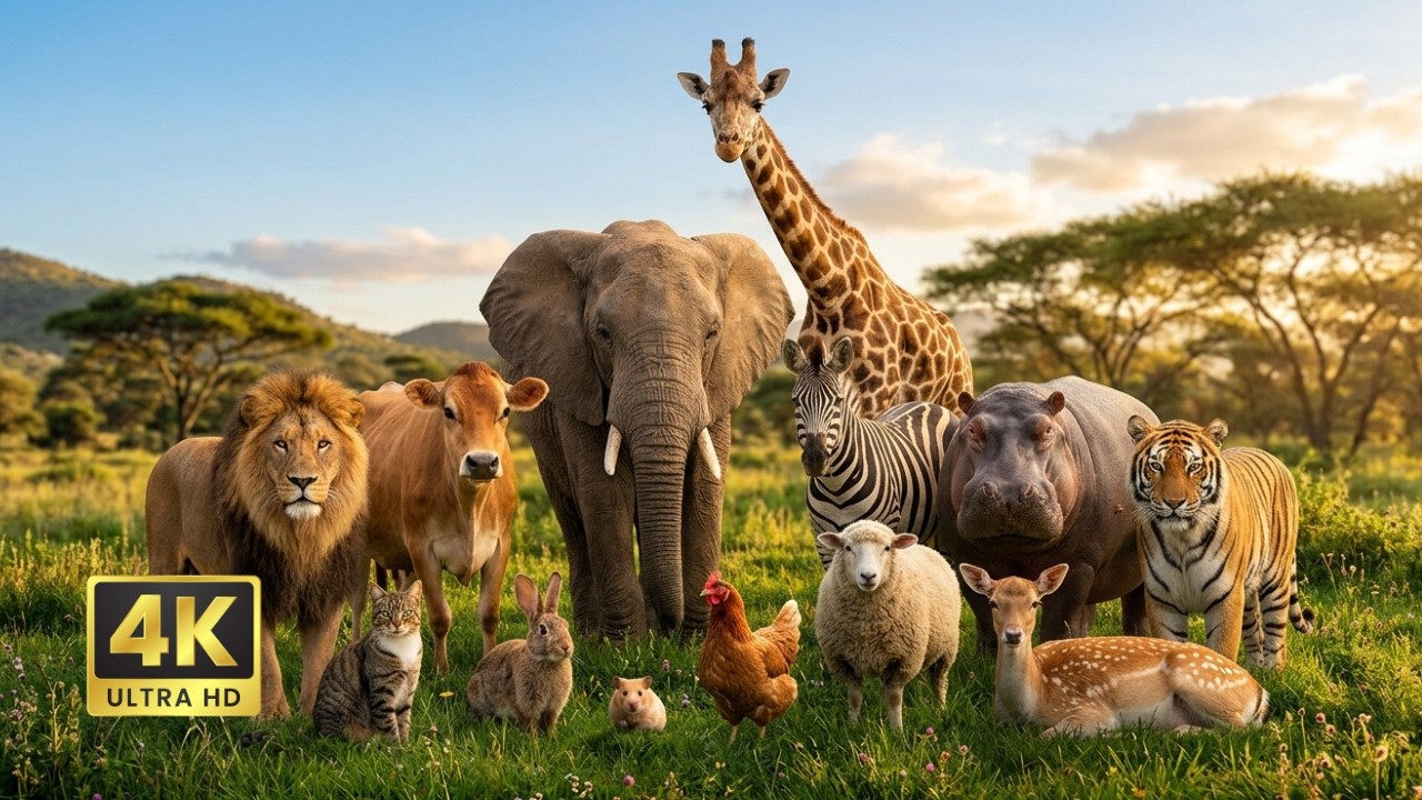 Natural Sounds – Bear, Red Deer, Zebra, Elephant, Horse, Lion | Peaceful Nature
