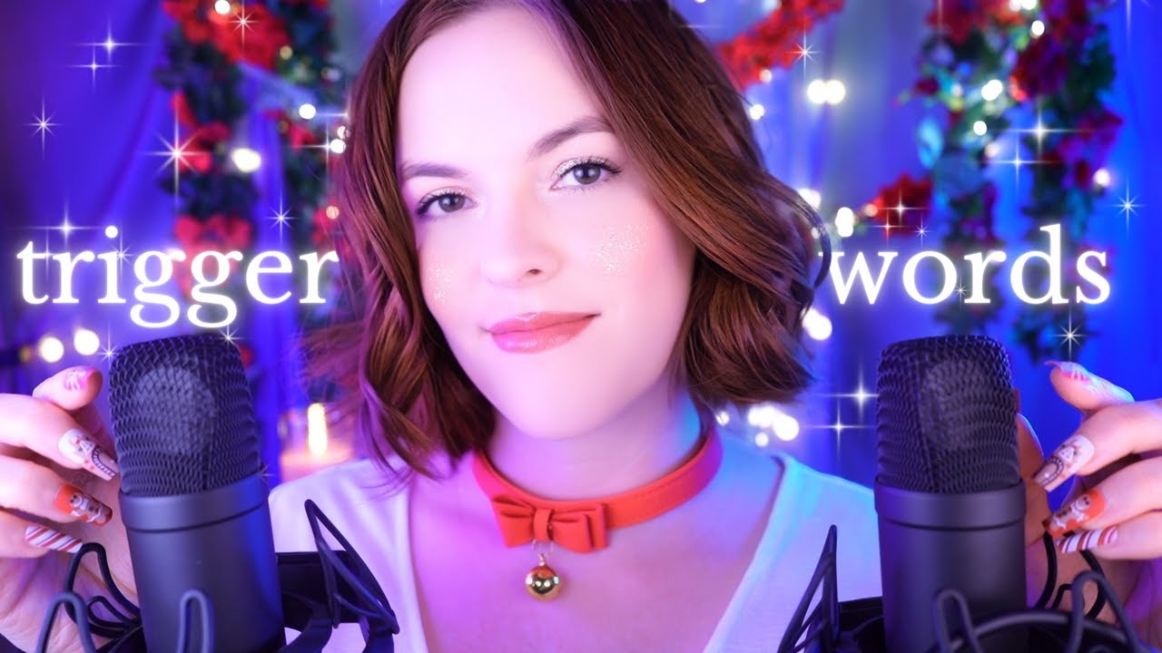 ASMR Sleepy Trigger Words  & Soft Triggers🌙 (super up-close, ear to ear whispers) ❄️