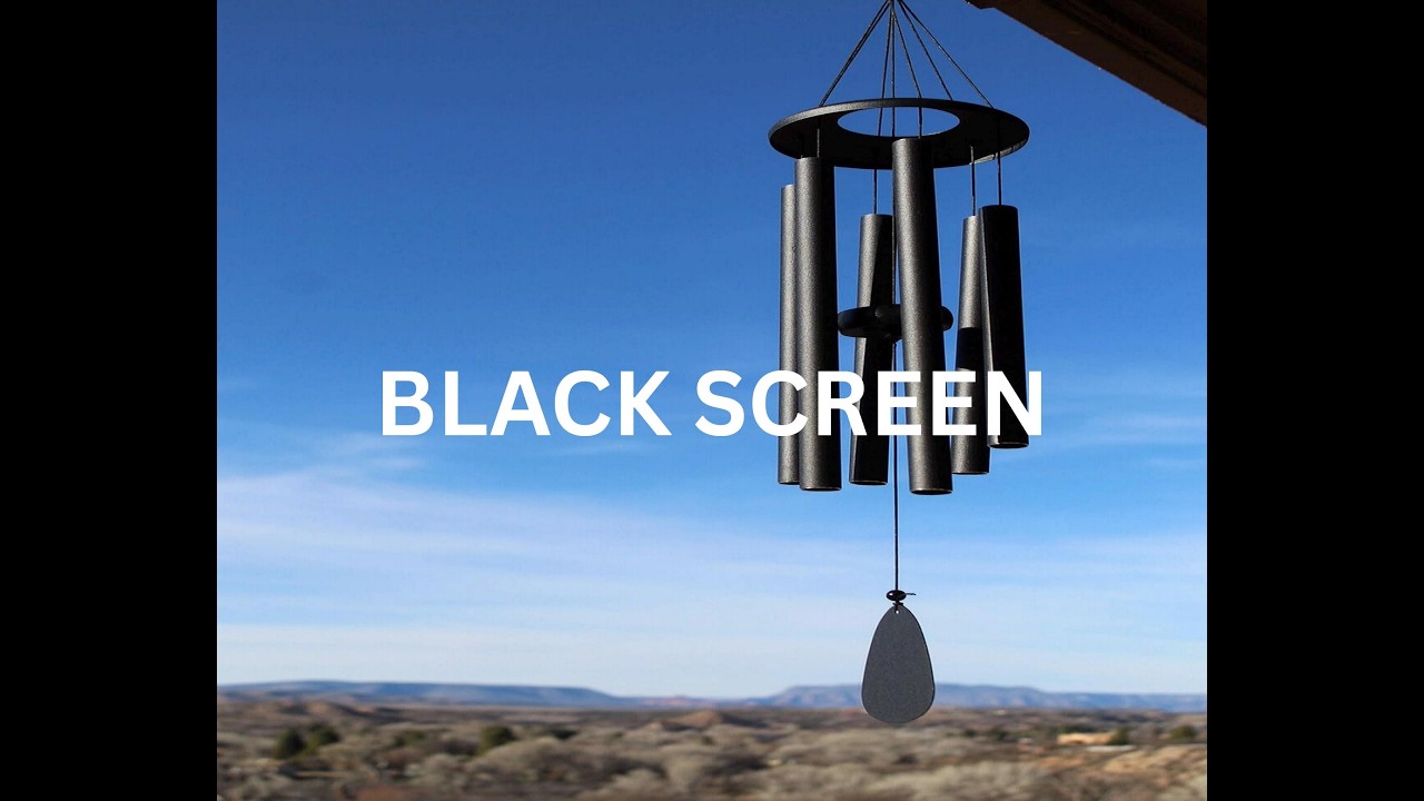 Calming wind sounds and wind chime (Dark Screen Ambience) - Nature Sounds for sleeping and relaxing