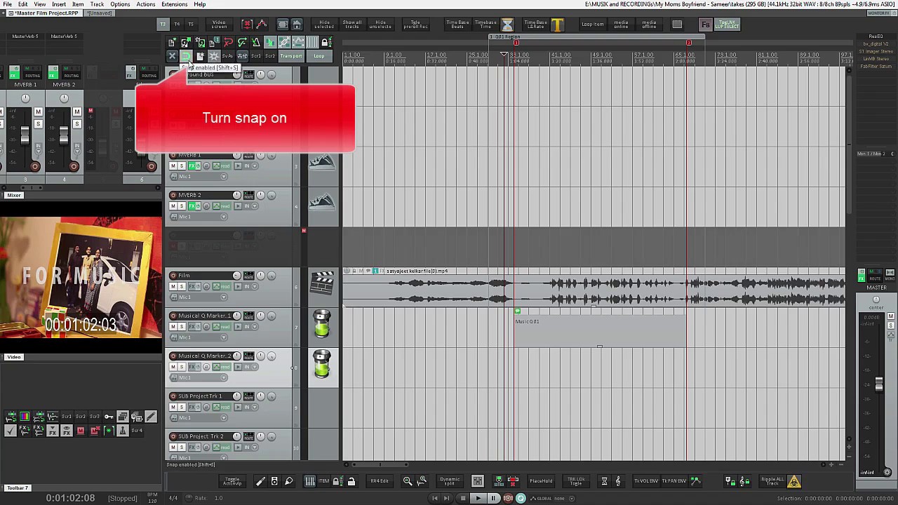 Practical use of Reaper Sub projects in film scoring