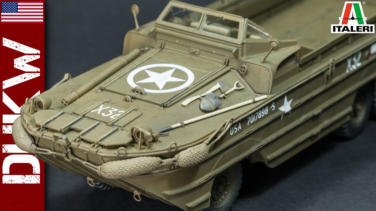 Плавающий грузовик DUKW времён Второй мировой войны (модель Italeri в масштабе 1/35, полная сборка)