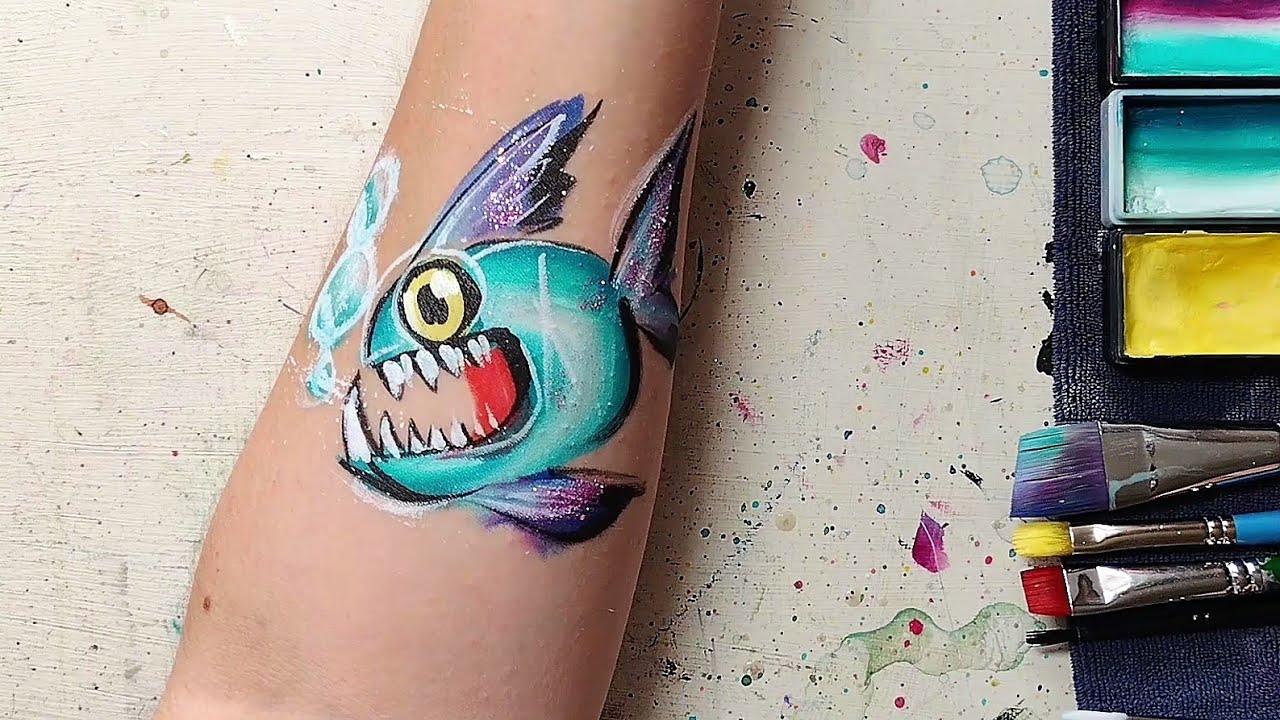 Piranha Fish 🐟 Face Painting Tutorial