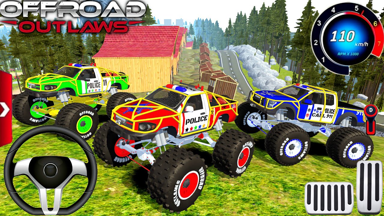 Juegos De Carros-Mega Police Trucks Extreme Off-Road Adventure Simulador-Offroad Outlaws Gameplay.