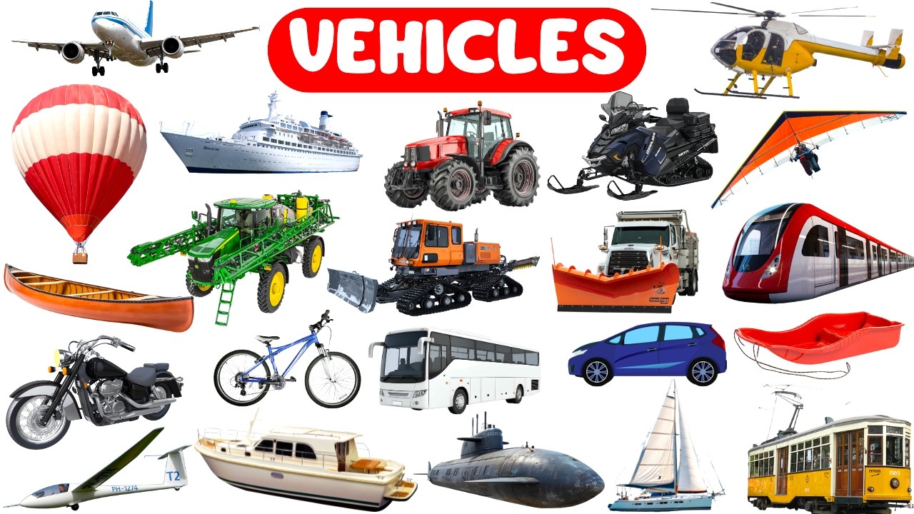 Learn Different Types of Vehicles Names for Kids | Car, Truck, Train, Bus | Vehicles for Toddlers