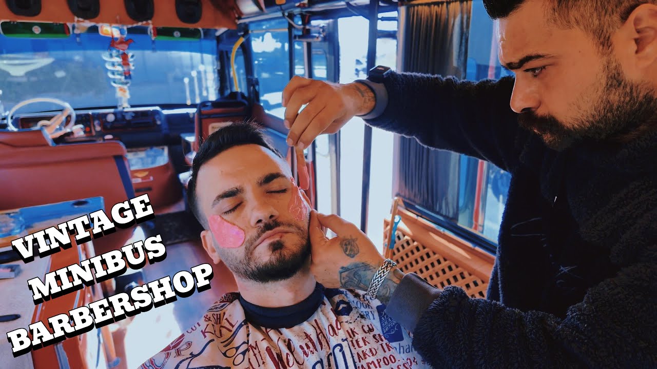 ASMR Turkish Barber in a Vintage Minibus 🚐 Haircut, Beard & Relaxation