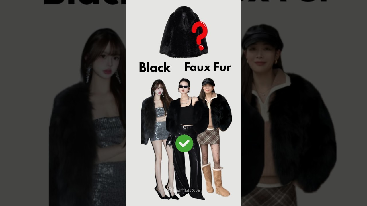 6 лучших способов носить черную искусственную шубу #koreanfashion #stylingtips #ulzzangfashion #u...
