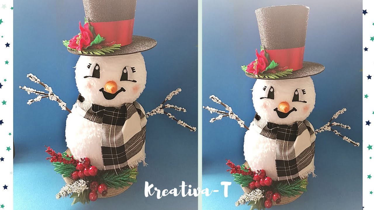 Muñeco de nieve con esferas de Icopor. Cómo forrar las esferas con tela? Fabric-Styrofoam Snow Man