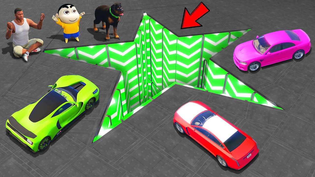 SHINCHAN AND FRANKLIN TRIED THE CRAZY SUPER STAR SPEED BOOST TUNNEL HOLE  PARKOUR CHALLENGE GTA 5