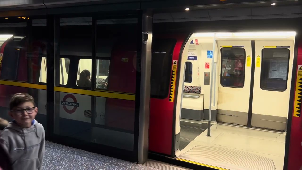 Stratford bound Jubilee Line trains at North Greenwich