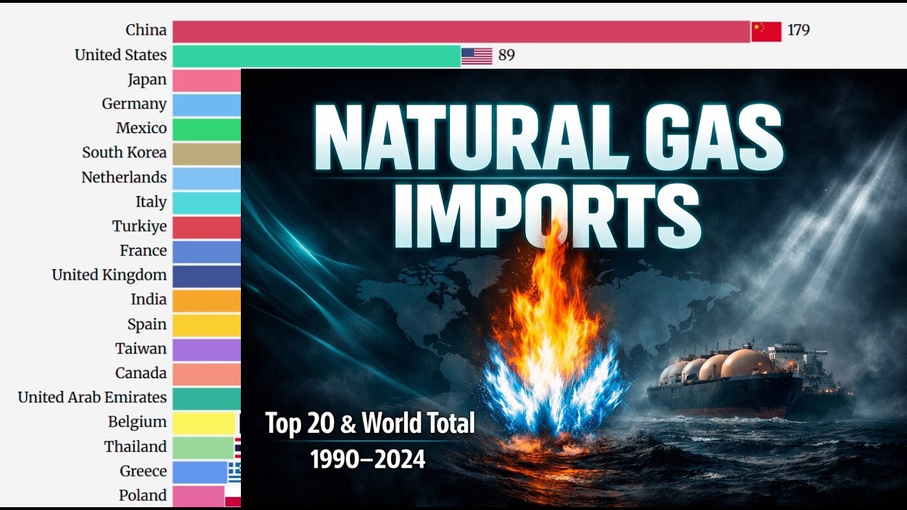 Natural Gas Imports | Global Top 20 & World Total (1990&ndash;2024)