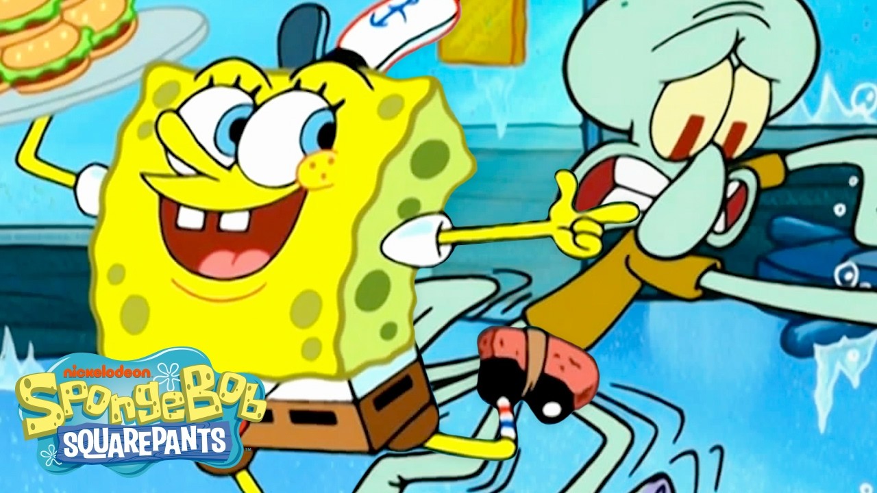 The Krusty Krab Becomes an Ice Rink ❄️⛸️ | Full Scene | SpongeBob