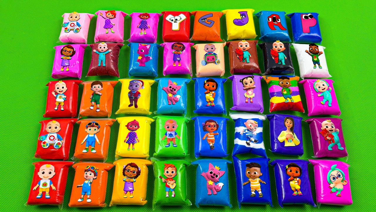 🌀Cocomelon Slime Galaxy Clay Slime! JJ, TomTom, YoYo, Pinkfong, Hogi & Cody Make Cosmic Colors! ASMR