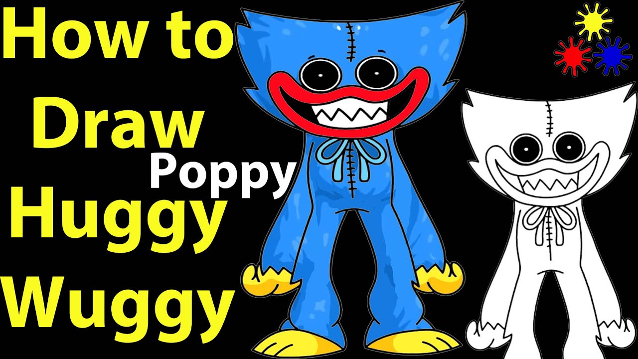 How To Draw Huggy Wuggy Poppy Playtime FNF, Easy Toys Drawings Pictures | Jolly Toy Art