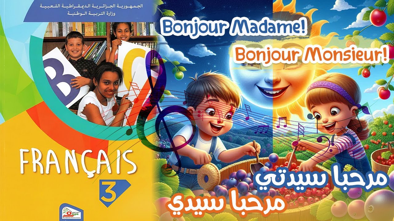 أنشودة !Bonjour Madame!Bonjour Monsieur  السنة  الثالثة 3 فرنسية - مترجمة -