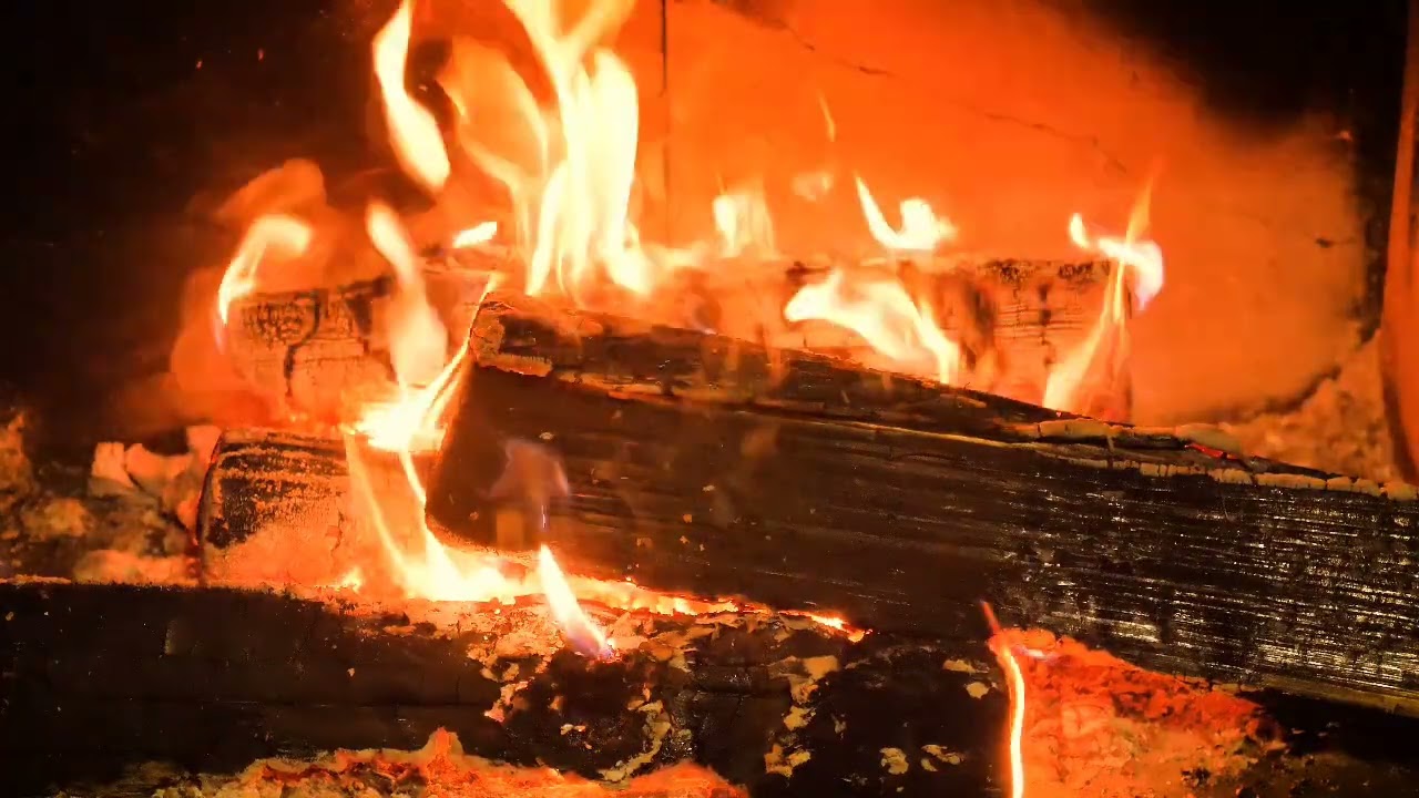 4Hour Winter Night Fire Burn ASMR 🔥 | Warm & Relaxing Fireplace Sounds For Sleep 💤