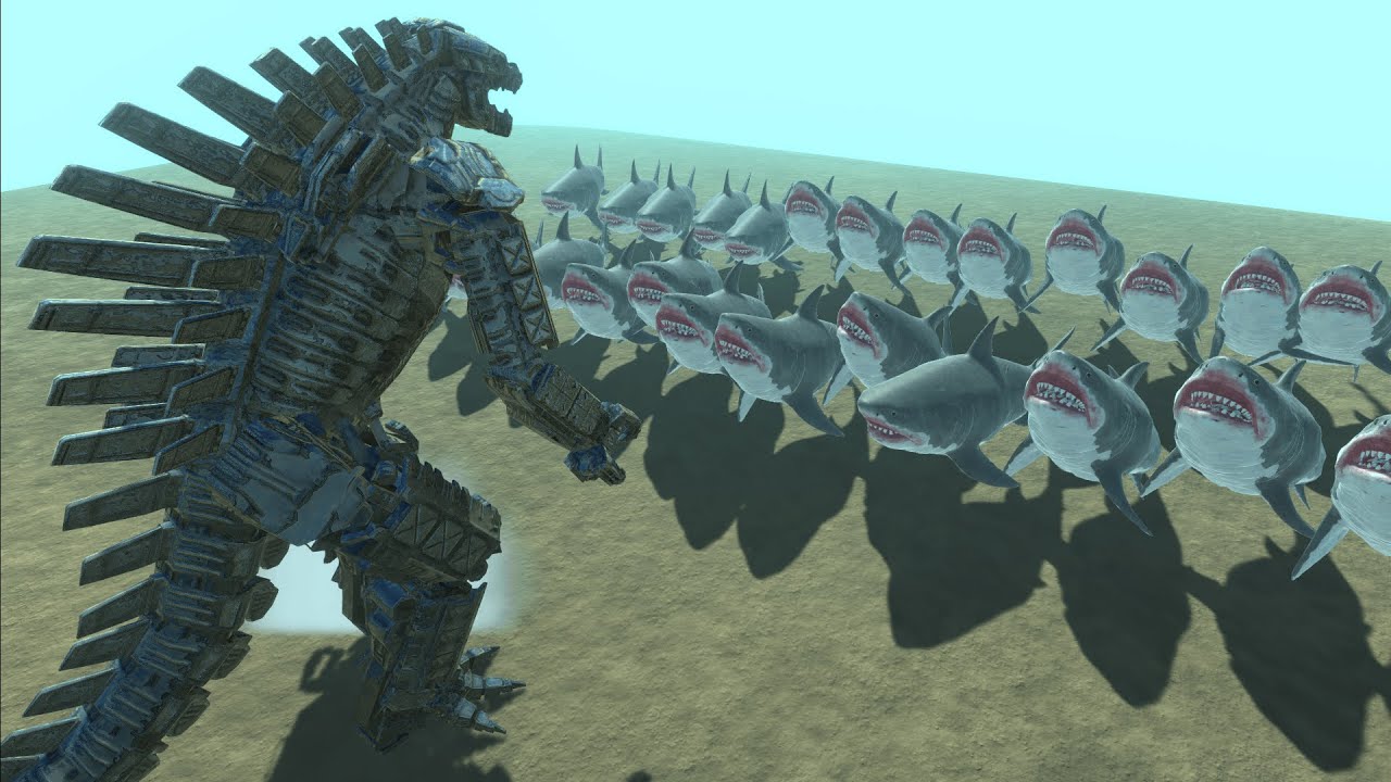 New Mutant Megalodon vs MechaGodzilla 2021 - Animal Revolt Battle Simulator