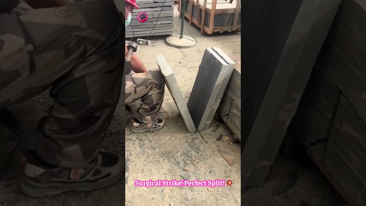 Stone Splitting PRO: Watch Him Break Rocks With ZERO Machines! #ManualLabor #TraditionalCraft  🪨🔨🤯