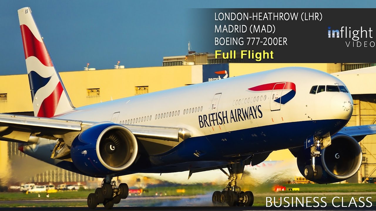 British Airways весь полет | Лондон-Хитроу к Мадрид | Боинг 777-200ER (с УВД)
