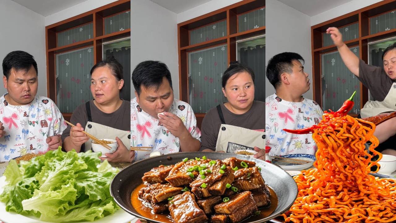 看老妈如何治贪吃的丈夫，丈夫怎么也没想到菜叶下竟藏有烤鸭，太搞笑了！#夫妻日常#美食#搞笑