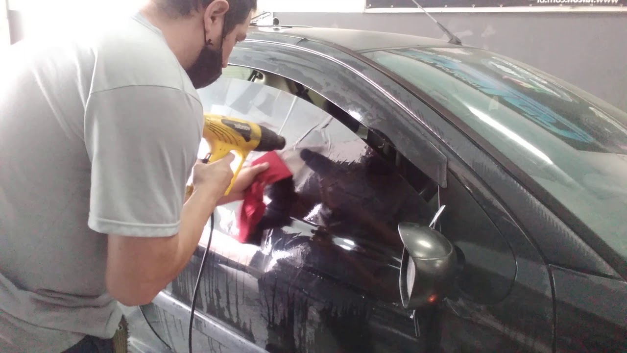 dica do corte da porta com Calha de chuva  do   Peugeot   insulfilm