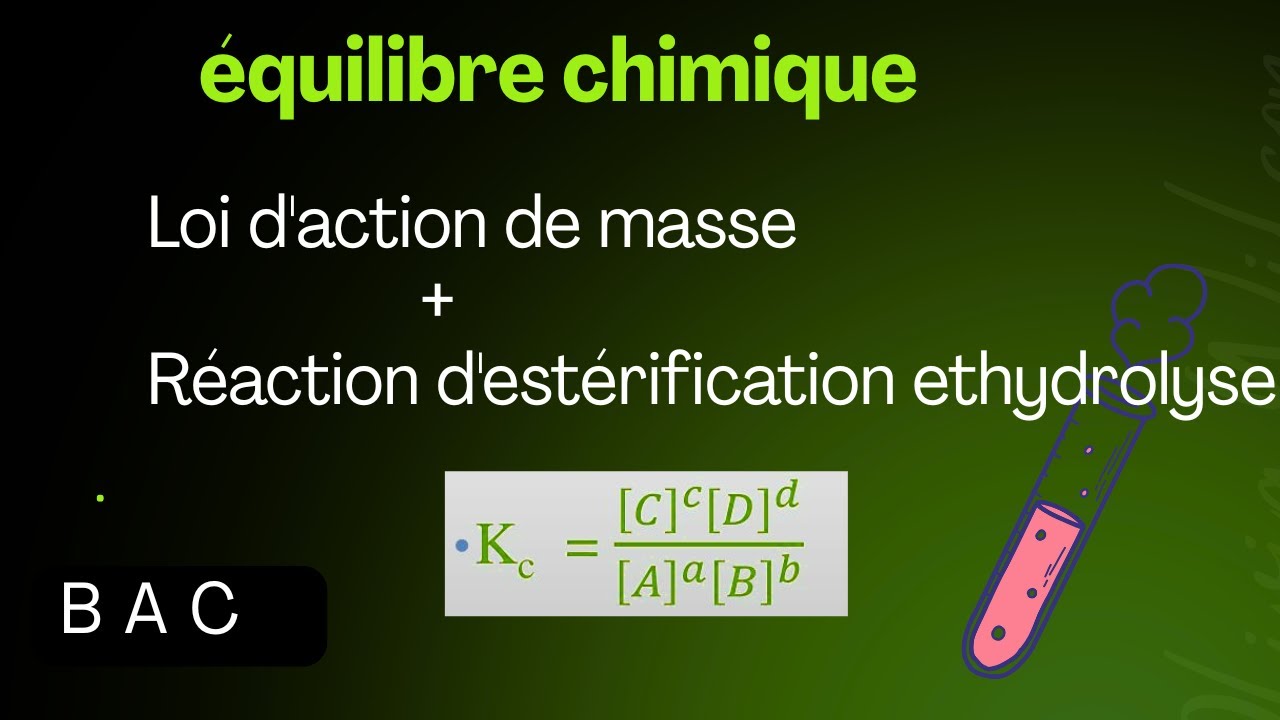équilibre chimique :loi d'action de masse+:réaction d'estérification et hydrolyse