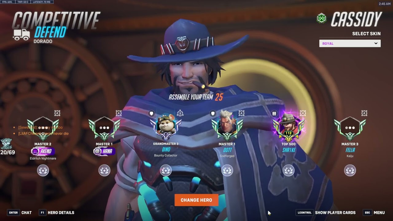 Геймплей IDDQD CASSIDY &mdash; OVERWATCH 2 СЕЗОН 19 ТОП-500