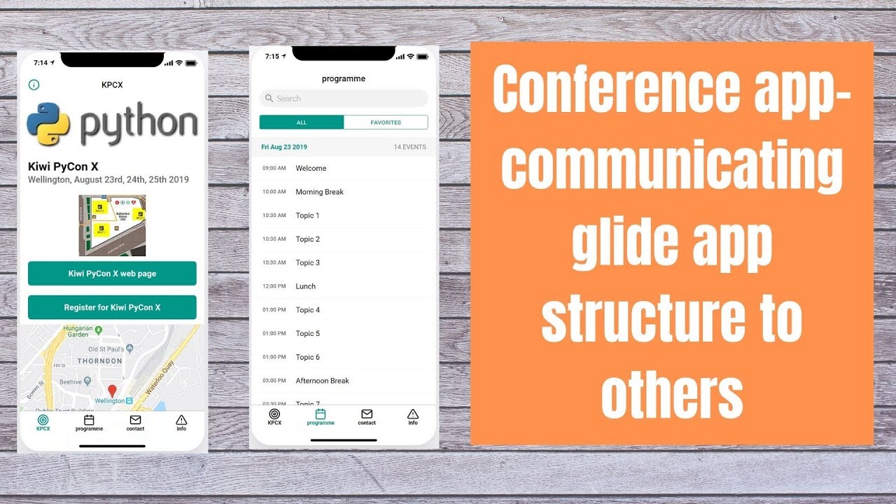 Conference app communicating glide app structure to others