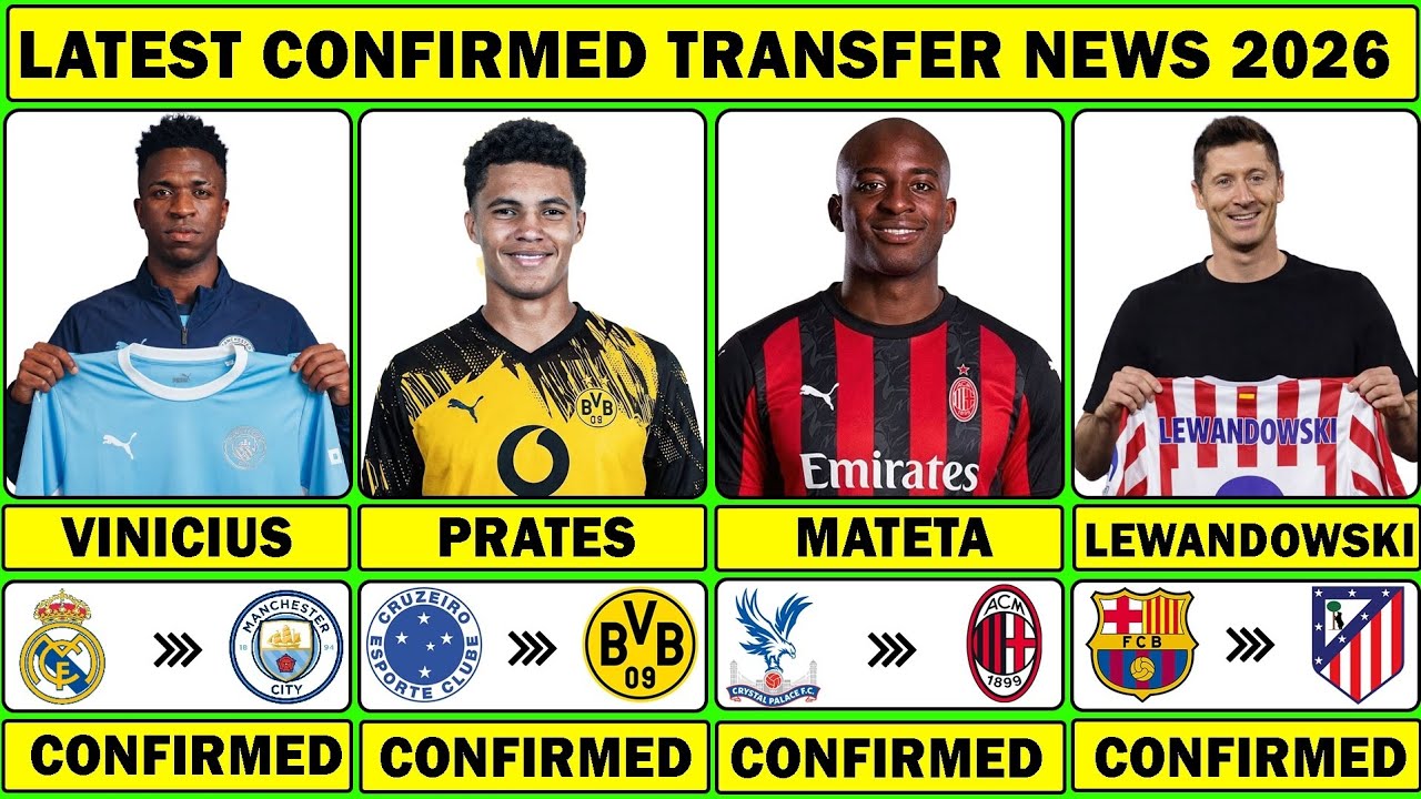 🚨 LATEST CONFIRMED AND RUMOURS TRANSFER NEWS 2026 | Vinicius✅ Plates✅ Mateta✅ Lewandowski✅