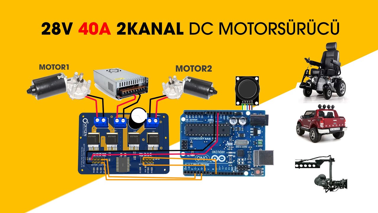 bts7960 2kanal DC Motor Sürücü