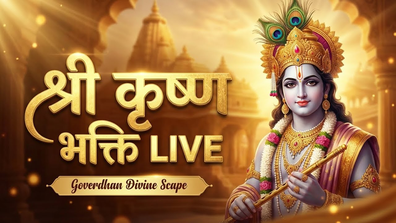 Nonstop Radha Krishna Bhajan for Meditation & Peace |LIVE  कृष्ण भजन | Govardhan Divine Scape