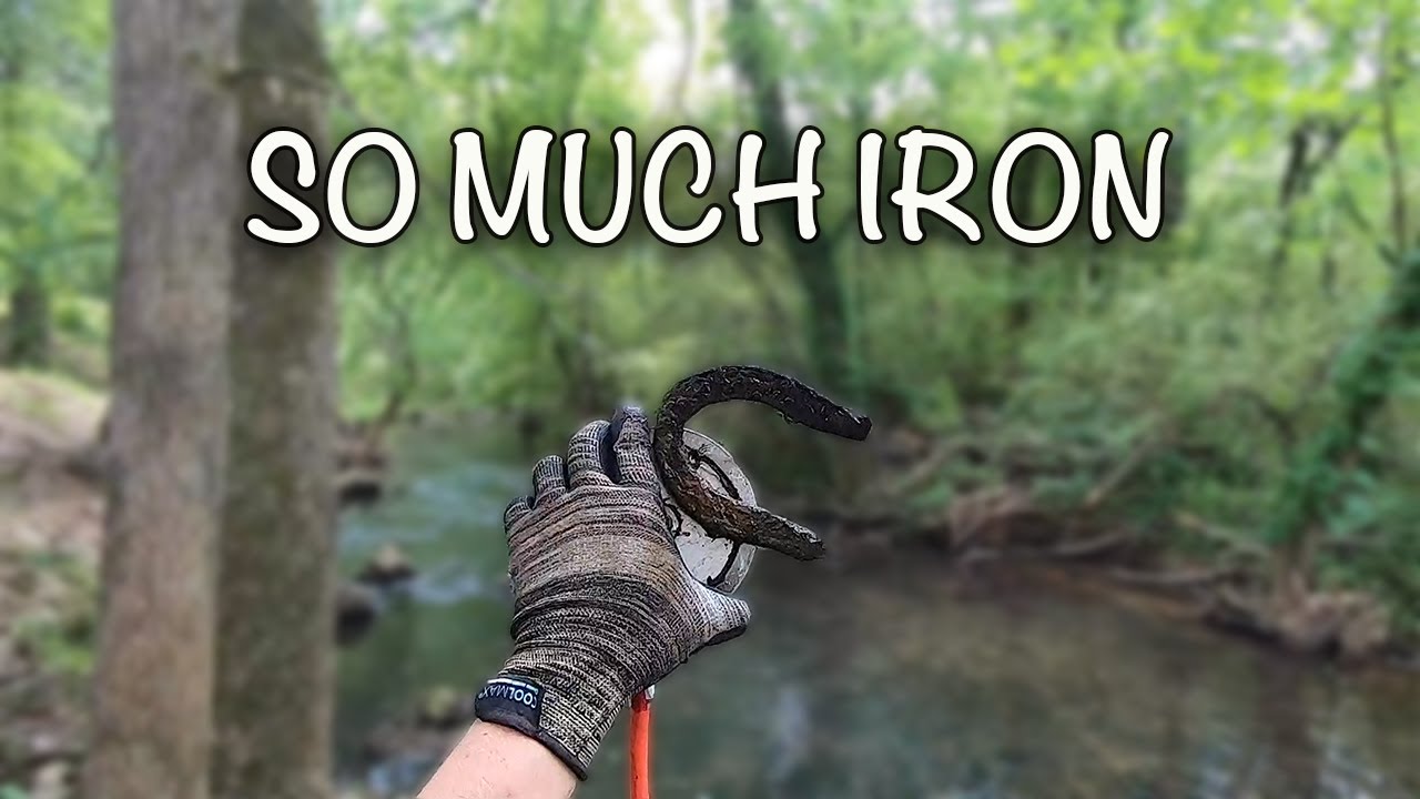 Magnet Fishing a Small Creek LOADED with IRON RELICS