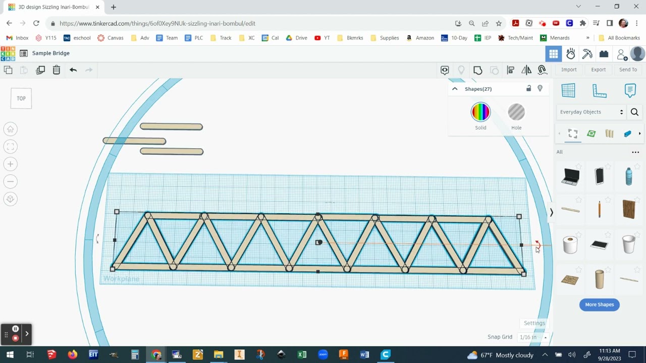 Tinkercad - Popsicle Stick Bridge Designing
