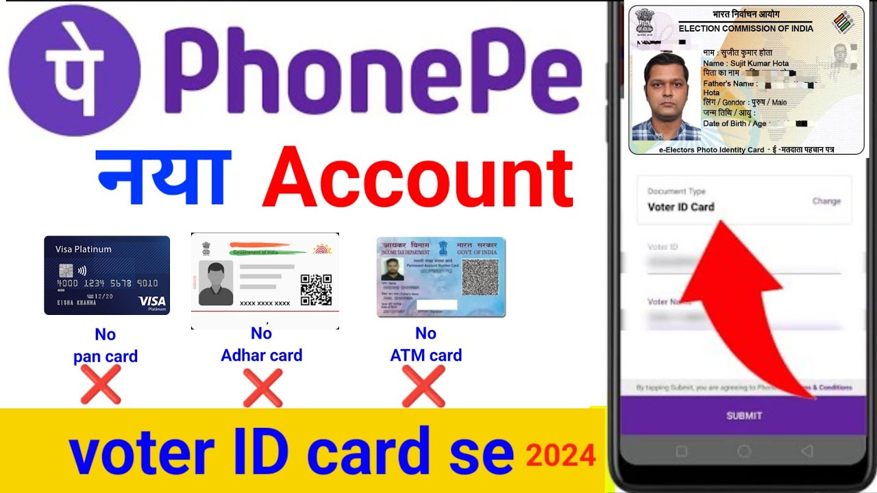 Phone pe Account voter id se chalaye | How to create Phone pe account in voter ID | 2024