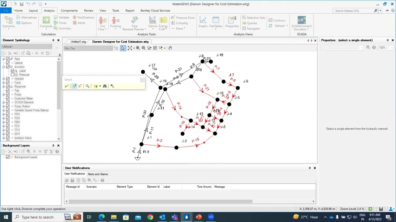 Creating Cost Function using Darwin Designer in WaterGEMS
