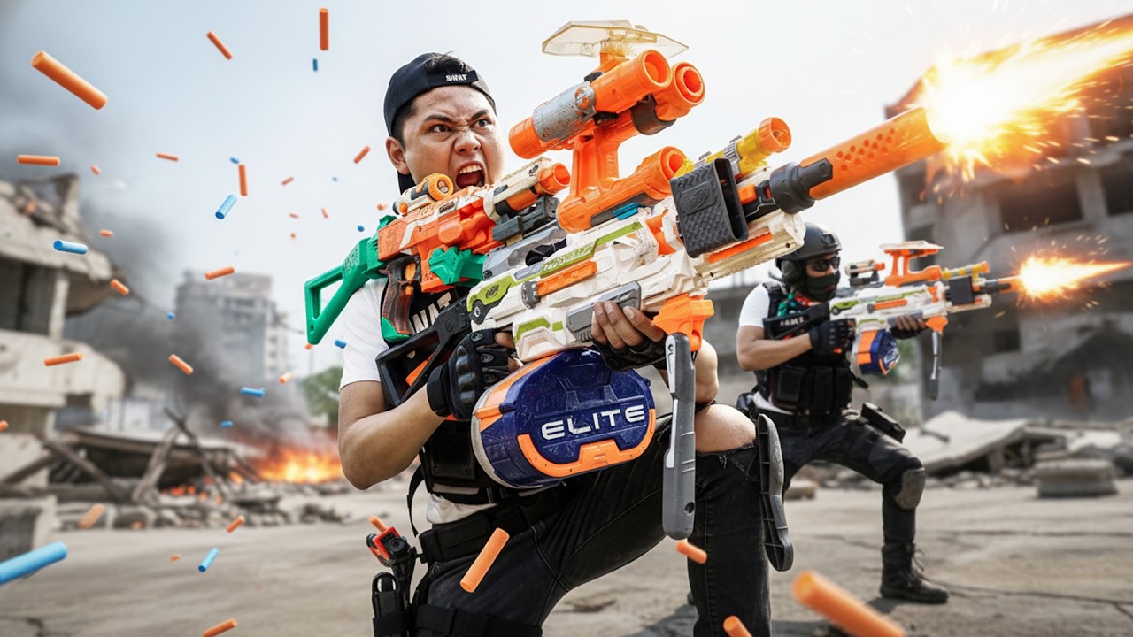 Война с бластерами Nerf: Герой Серебряный Вспышка раскрывает преступления Теневого Синдиката с по...