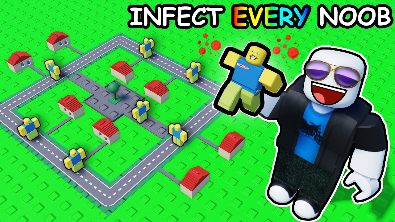 Заражаю БЕСКОНЕЧНОЕ количество нубов ВИРУСОМ в Roblox...