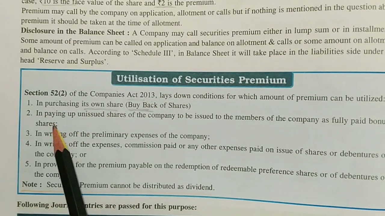 Utilisation of Security Premium Reserve.
