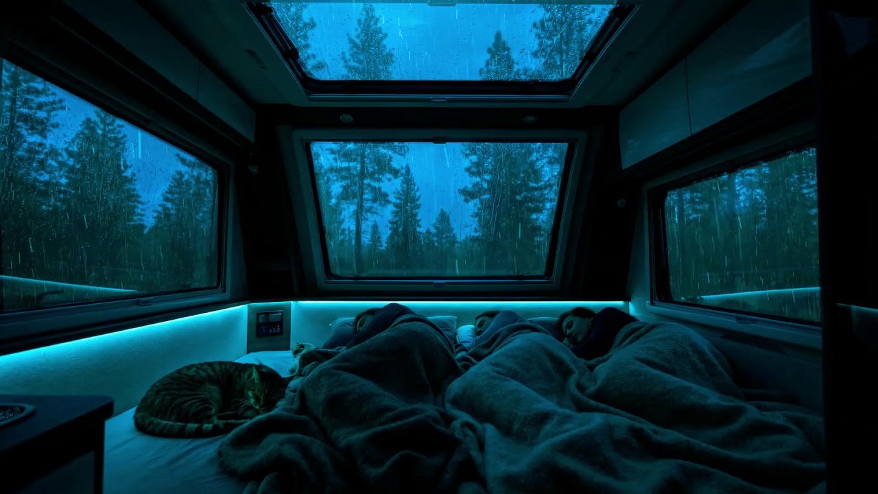 Soothing Rain Sound & Thunder on Cozy Car 🌙 | Relaxing White Noise for Instant Sleep & Stress Relief