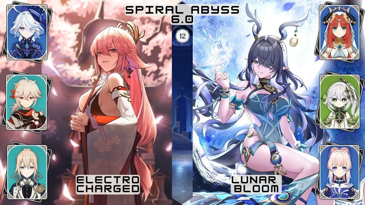 Yae & Furina electro charged and Lauma & Nilou Lunar Bloom in Spiral Abyss 6.0