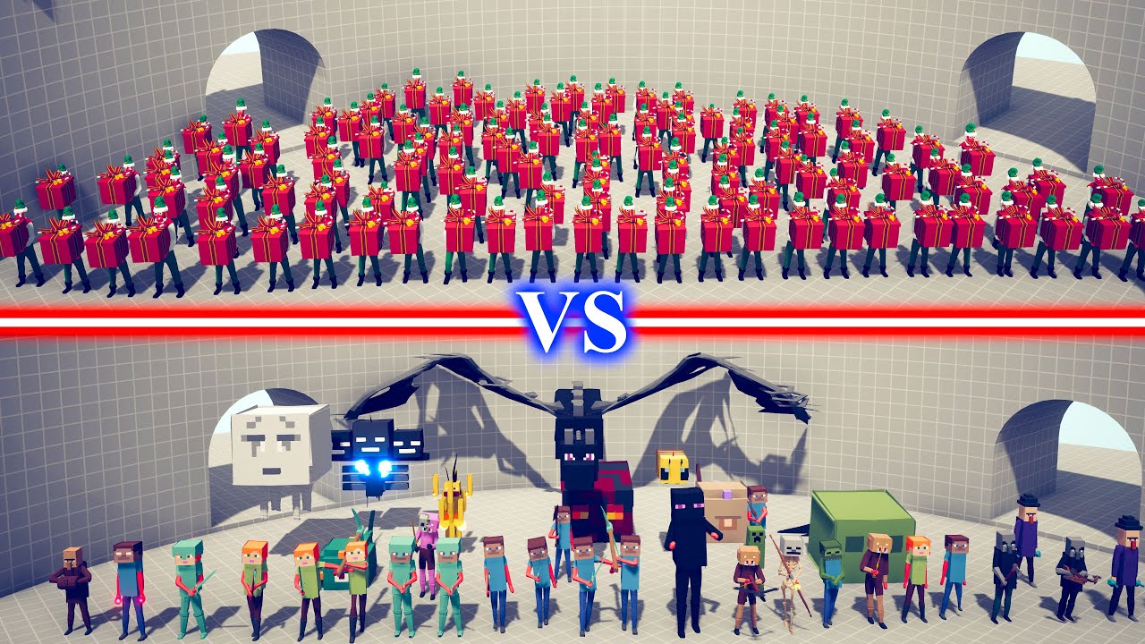 PRESENT ELF Team vs MINECRAFT Team - Totally Accurate Battle Simulator TABS