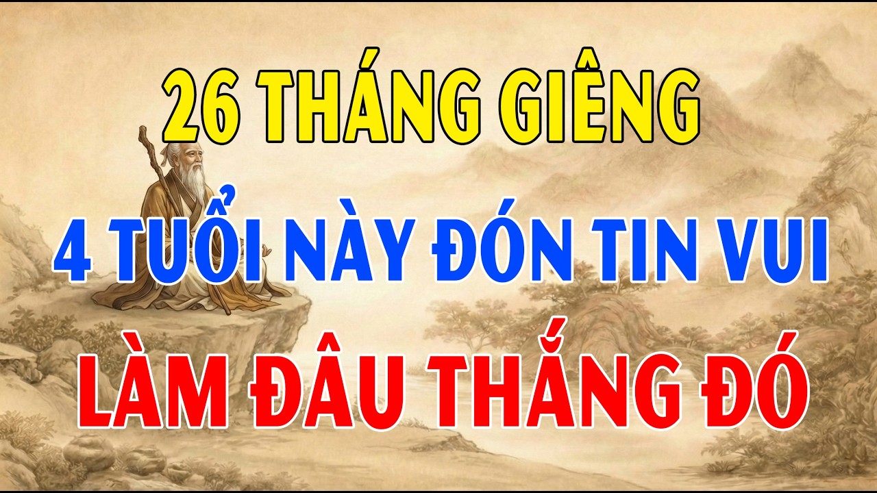 26 THÁNG GIÊNG: 4 TUỔI NÀY ĐÓN TIN VUI CỰC LỚN, QUÝ NHÂN PHÙ TRỢ, LÀM ĐÂU THẮNG ĐÓ