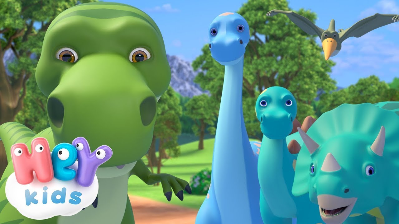 Voici les dinosaures! | Le dinosaure dessin anim&eacute; | HeyKids - Chansons des maternelles