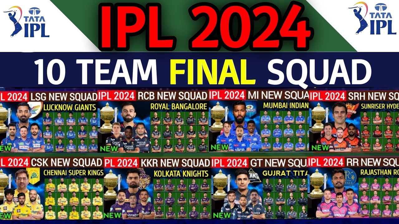 IPL 2024 - All Team Final Squad | IPL Team 2024 Players List | RCB, KKR, DC, CSK, LSG, MI, SRH, GT