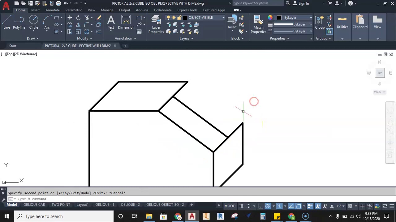 AutoCAD-Isometric to Oblique Cabinet Drawing