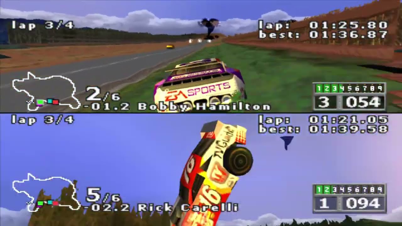 Hardest circuit in this game again - Championship 1 (3.1) | Nascar Rumble (PS1) Multiplayer HD