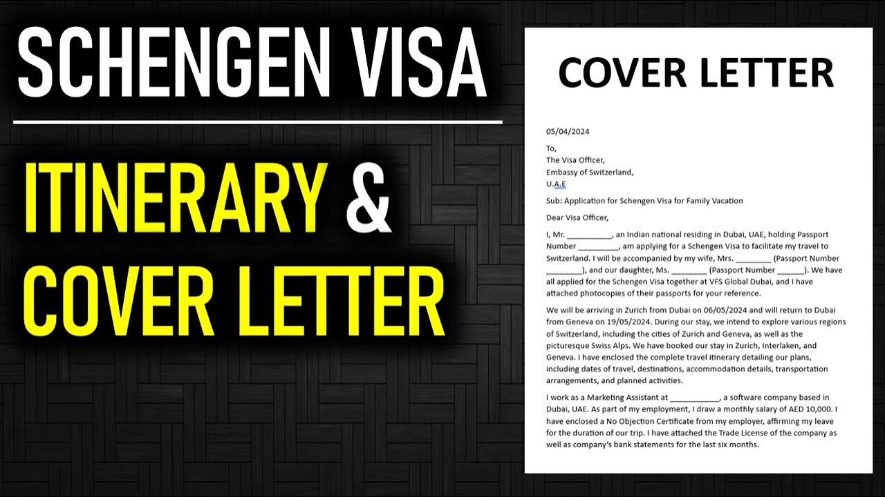 How to write Cover Letter & Itinerary for Schengen Visa application